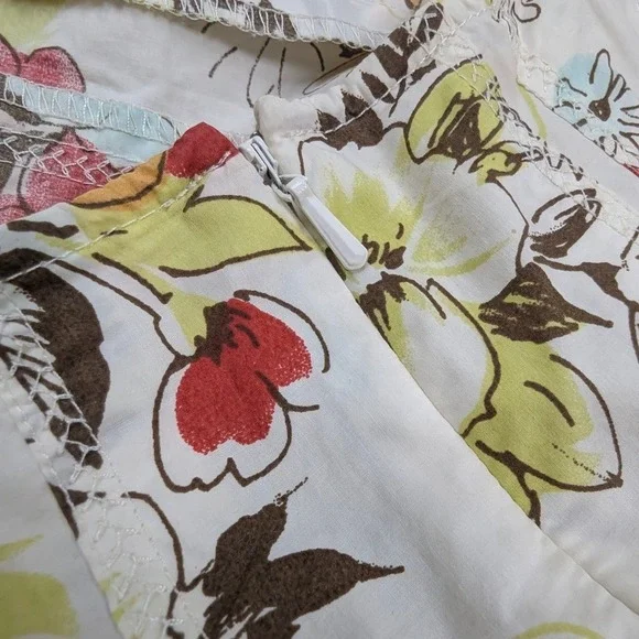 Floral Pleated A-Line Midi Skirt‎ – Women's 4 White Red Yellow Blue - Picture 4 of 9